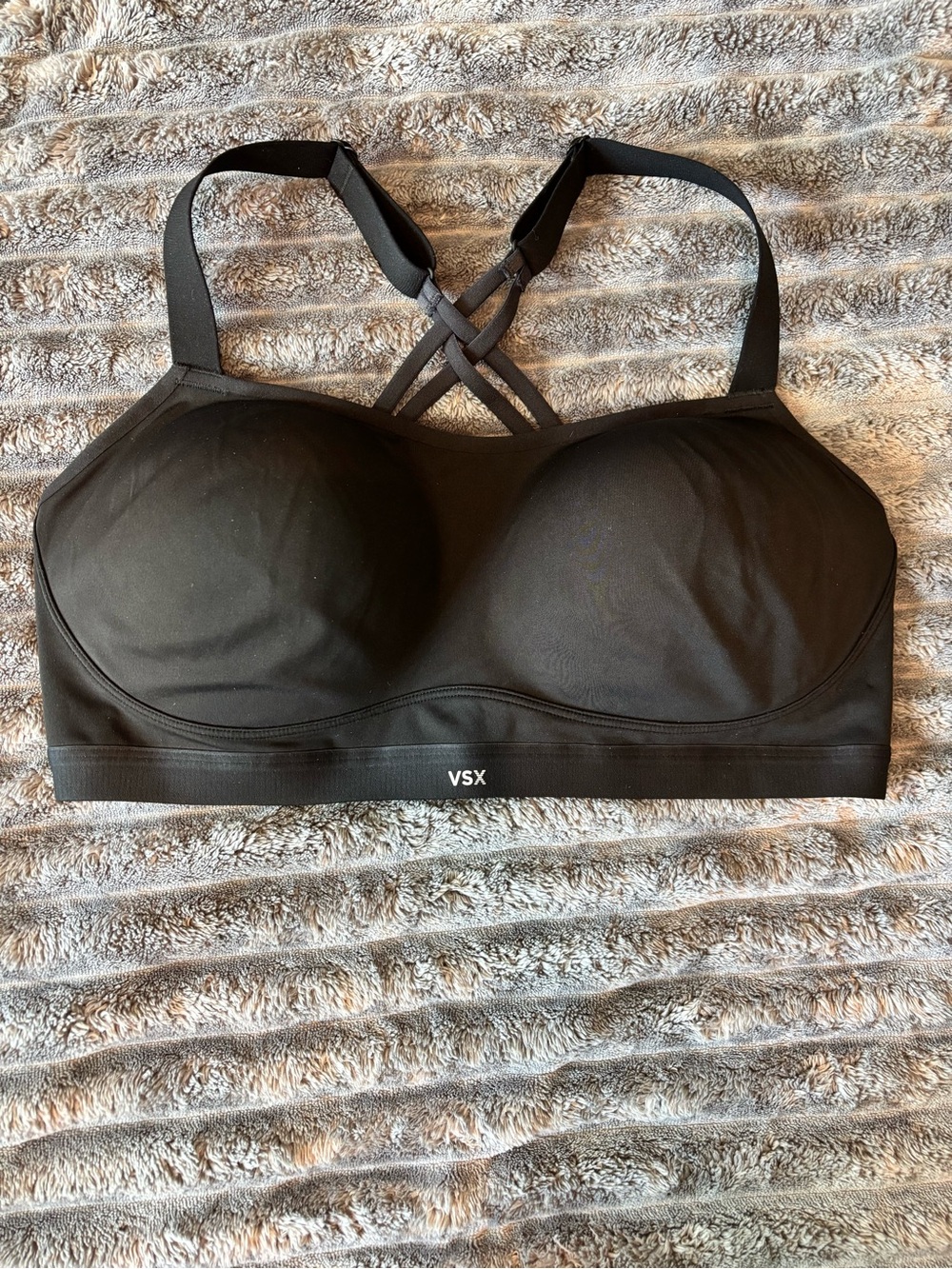 VSX Angel Black Sports Bra with Crisscross Back Straps Size Large DD